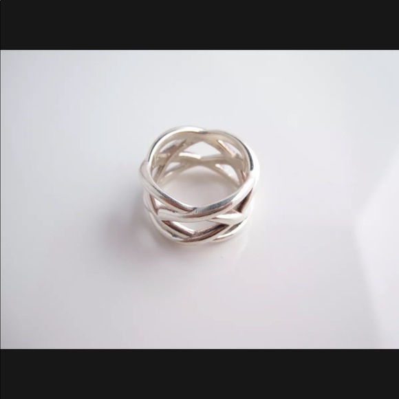 Tiffany & Co. Sz 5.5 Knot Weave Wide Band Ring Sterling Silver Gift - Picture 3 of 3